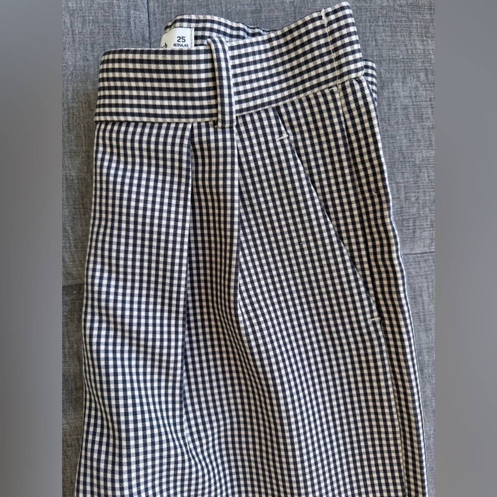 NWOT Abercrombie Sloane High Rise Wide Leg Tailored Pant, Gingham, Size 25 Reg - Picture 12 of 15